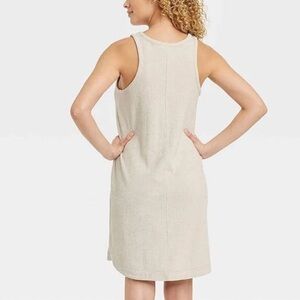 A New Day Terry Tank Shift Beach Dress - Beige Tan